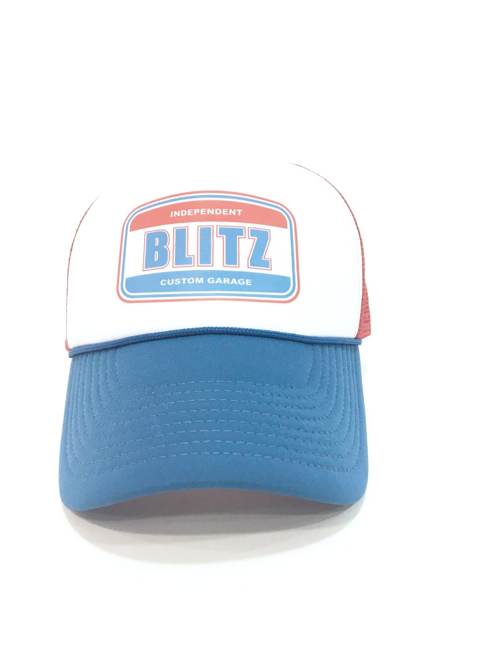 Blitz Patch logo Blue / White / Red trucker cap ⋆ Blitz Motorcycles